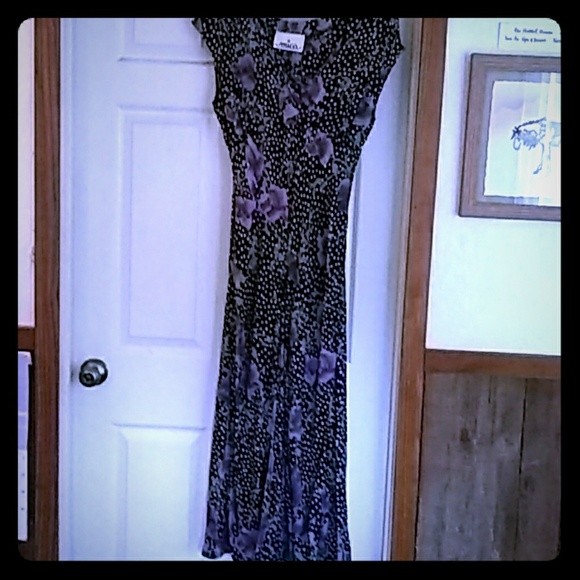 mica Dresses & Skirts - mica long black & purple floral dress